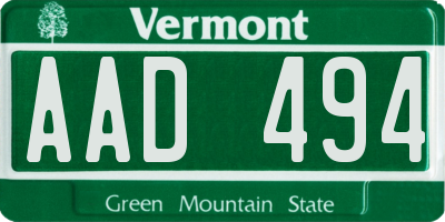 VT license plate AAD494