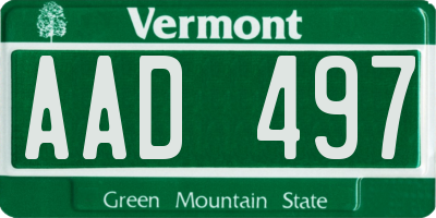 VT license plate AAD497