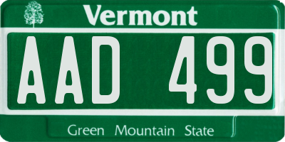 VT license plate AAD499
