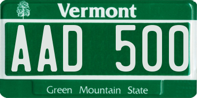 VT license plate AAD500