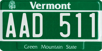 VT license plate AAD511