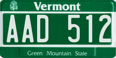 VT license plate AAD512