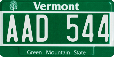 VT license plate AAD544