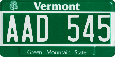 VT license plate AAD545