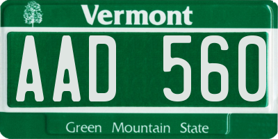 VT license plate AAD560