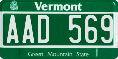 VT license plate AAD569