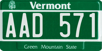 VT license plate AAD571