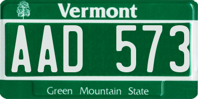 VT license plate AAD573