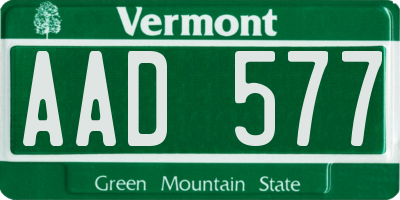 VT license plate AAD577