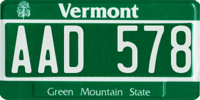 VT license plate AAD578