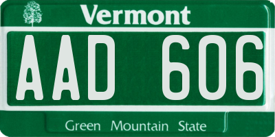 VT license plate AAD606