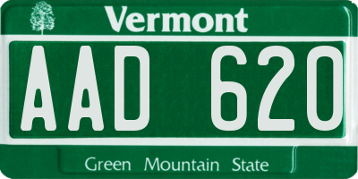 VT license plate AAD620