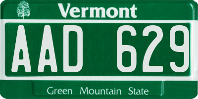 VT license plate AAD629