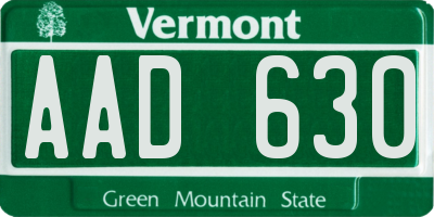 VT license plate AAD630