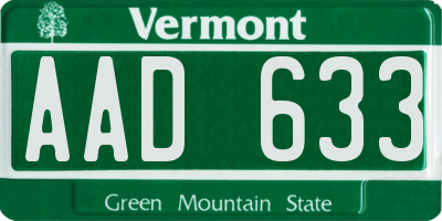 VT license plate AAD633