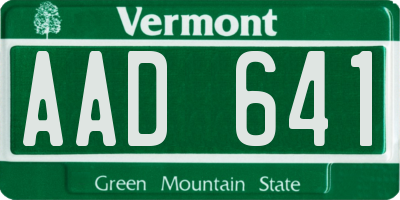 VT license plate AAD641