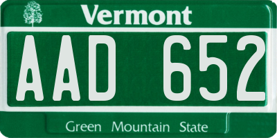 VT license plate AAD652