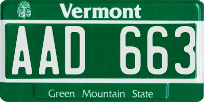 VT license plate AAD663