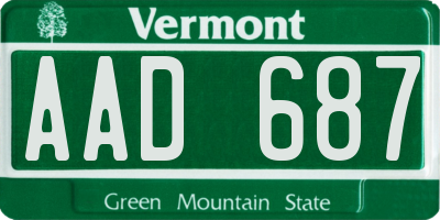 VT license plate AAD687