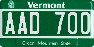 VT license plate AAD700