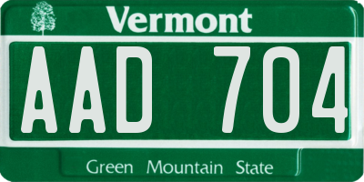 VT license plate AAD704