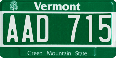 VT license plate AAD715