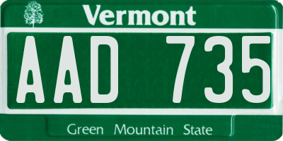 VT license plate AAD735