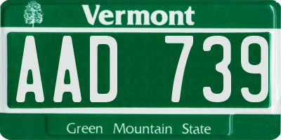 VT license plate AAD739