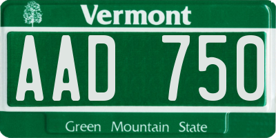 VT license plate AAD750