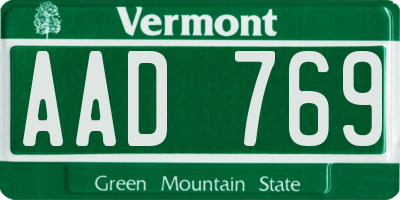 VT license plate AAD769