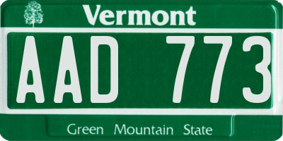 VT license plate AAD773