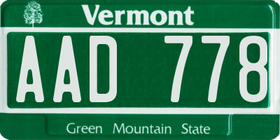 VT license plate AAD778