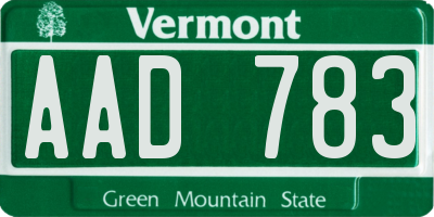 VT license plate AAD783