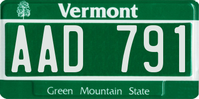 VT license plate AAD791