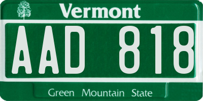 VT license plate AAD818