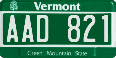 VT license plate AAD821