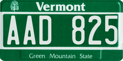 VT license plate AAD825