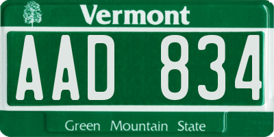 VT license plate AAD834