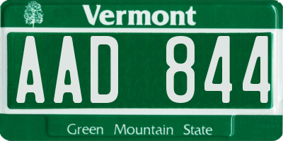 VT license plate AAD844