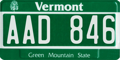 VT license plate AAD846
