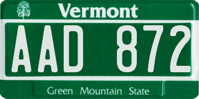 VT license plate AAD872
