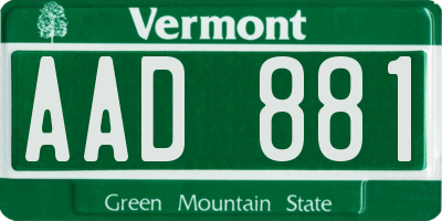 VT license plate AAD881