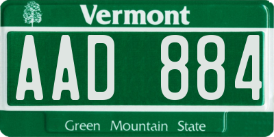 VT license plate AAD884