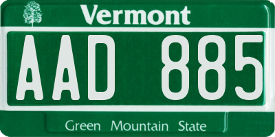VT license plate AAD885