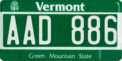 VT license plate AAD886