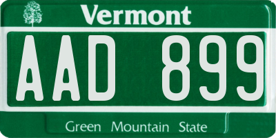 VT license plate AAD899