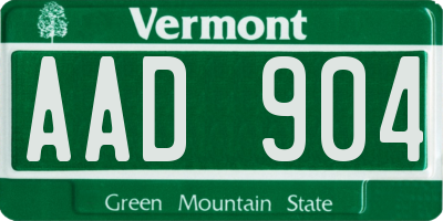 VT license plate AAD904
