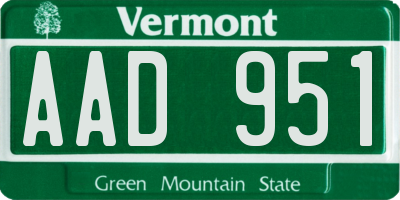 VT license plate AAD951