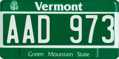 VT license plate AAD973