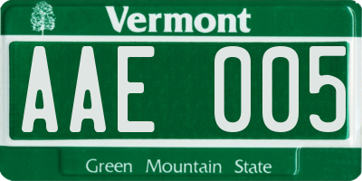 VT license plate AAE005